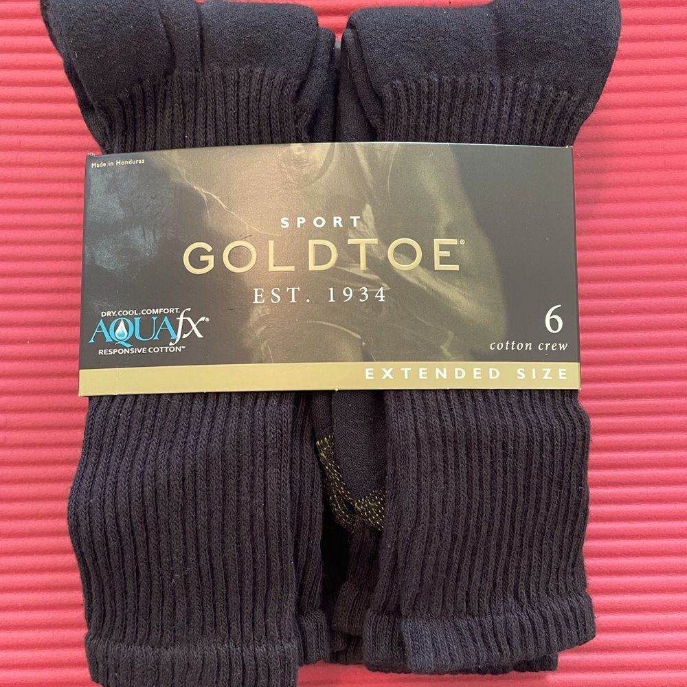 Gold Toe Men's Black Cotton Crew Socks